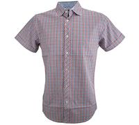 Springfield Mens Short Sleeved Pure Cotton Casual Shirt Blue & Red Check L