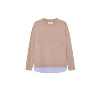 SPRINGFIELD Women's Polka-dot Two-Material Jumper Polo Sweater, Beige/Camel, M