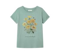 SPRINGFIELD Women's Floral Graphic Print Short Sleeve T-Shirt, Green Lake, XS