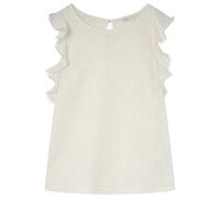 SPRINGFIELD Women's Sleeveless Ruffle Back Slit Button Crochet Structure Coco Tank Top, White Standard, S