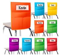 SpringFlower 16" x 20” Canvas Chairback Buddy Pocket Chart Seat Pocket Chart for Classroom K-2,Chair Seat Pocket Chart Storage,Classroom Organizer with 3 Chair Pockets and Student Name Tag,12 Pack