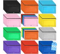 SpringFlower Pencil Pouch for 3 Ring Binder, 100 pcs Pencil Pouches Bulk in 10 Colors
