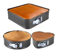 Springform Cake Tins, Springform Baking Trays Non-Stick Cake Pan Carbon Steel Loose Bottom Cheesecake Set Cake Tins, 3PCS Heart-Shaped/Round/Square Baking Pans for Pies/Sponge/Moussecake/Bread