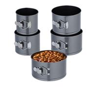 Relaxdays 5x Springform Pans, Round Baking Forms, Ø 12,14,16,18,20 cm, Stainless Steel, Non-stick Coating, Anthracite, Steel, 11 x 20 cm