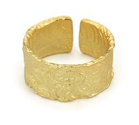 Springlight Christmas Gifts S925 Sterling Silver Ring Irregular Surface Gold and Silver Foil Wide Ring Open Rings Handmade Jewelry Gifts for Women, Mothers Day Gifts for Mum.(Gold)