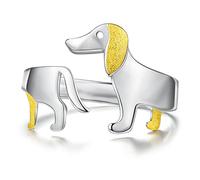 Springlight Easter gifts children's S925 sterling silver rings lovely dachshund dog open ring adjustable rings women handmade jewellery ladies gifts for women., Sterling silver