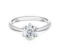 Springlight Moissanite Diamond Ring, 0.5ct/1ct/2ct D Color VVS1 Clarity Round Moissanite Engagement Rings 925 Sterling Silver Wedding Ring for Women. (1CT(6.5MM), J-½)
