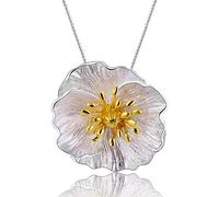 Springlight Mothers Day Gifts S925 Sterling Silver Pendant Flowering Poppy Flower Pendant with Necklace Handmade Jewelry Personalised Gifts, Gifts for Women, Birthday Gifts for Her.