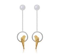 Springlight S925 Sterling Silver Drop Earrings Unique Elegant Parrot Dangle Earring for Women and Girls, Handmade Unique Jewelry