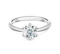 Springlight S925 Sterling Silver Moissanite Diamond Ring 0.5ct/1ct/2ct D Color VVS1 Purity Round Engagement Ring Wedding Gift for Women