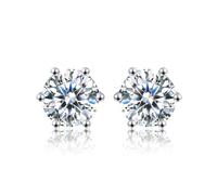 Springlight Sterling Silver Stud Earrings, 0.5ct/1ct D Color VVS1 Clarity Round Moissanite Diamond Earrings, Moissanite Jewelry Birthday Gifts for Her. (0.5CT(5.2MM)/Pair)