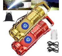 Springmart Mini Flashlight, 2024 New Three-Eyed Monster Mini Flash Super Power Flashlight, Tactical Thumb Sized Flashlight from Germany with Soft Light Cover, Tail Hook, IPX7 Waterproof (gold+red)