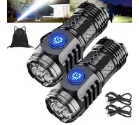 Springmart Mini Flashlight, 2024 New Three-Eyed Monster Mini Flash Super Power Flashlight, Tactical Thumb Sized Flashlight from Germany with Soft Light Cover, Tail Hook, IPX7 Waterproof (Black*2)
