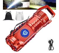Springmart Mini Flashlight, 2024 New Three-Eyed Monster Mini Flash Super Power Flashlight, Tactical Thumb Sized Flashlight from Germany with Soft Light Cover, Tail Hook, IPX7 Waterproof (Red)