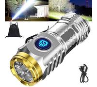 Springmart Mini Flashlight, 2024 New Three-Eyed Monster Mini Flash Super Power Flashlight, Tactical Thumb Sized Flashlight from Germany with Soft Light Cover, Tail Hook, IPX7 Waterproof (Silver)