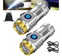 Springmart Mini Flashlight, 2024 New Three-Eyed Monster Mini Flash Super Power Flashlight, Tactical Thumb Sized Flashlight from Germany with Soft Light Cover, Tail Hook, IPX7 Waterproof (Silver*2)