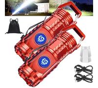 Springmart Mini Flashlight, 2024 New Three-Eyed Monster Mini Flash Super Power Flashlight, Tactical Thumb Sized Flashlight from Germany with Soft Light Cover, Tail Hook, IPX7 Waterproof (Red*2)