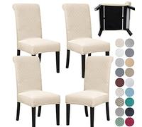 SPRINGRICO Chair Covers for Dining Room, Parson Chair Slipcovers, Dining Chair Cover (S2-Beige, 4pcs)