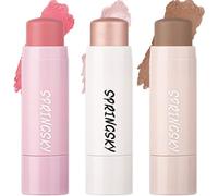SPRINGSKY Face Stick Trio 3 Pieces Multi Makeup Blush Highlighter Contour Sticks Creative Glare Lightweight Cream Blush for Cheeks Lip Makeup for Women (05)