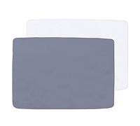 SPRINGSPIRIT Travel Cot Fitted Sheet, 2 Pack Portable Playard Sheets, Ultra Soft Pack n Play Sheets for Baby, 95x65cm, White & Grey, Preshrunk