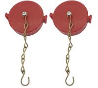 SpringSpray 2-1/2" NH/NST FDC Caps with Chain, Red Plastic Fire Department Connection Cover for Standpipe & Fire Hose Connection, Anti-Theft Dust Plug Sprinkler Caps, 2 Pack