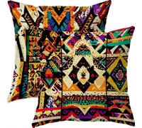 Springtime Cushion Covers 60x60cm Set of 2 Vintage Decorative Square Throw Pillow Case Orange Waterproof Linen Pillowcase Double-side Printed Cushions for Sofa Bed Home Patio Holiday Decor-D453