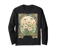 Springtime Daisy Birth Month Flower Art Nouveau Vintage Long Sleeve T-Shirt