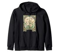 Springtime Daisy Birth Month Flower Art Nouveau Vintage Zip Hoodie