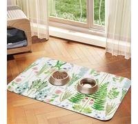 Springtime Herb Garden Absorbent Leather Pet Tablecloth Non-Slip Dining Pad For Puppy Kitten Food Water Bowls