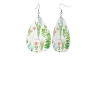 Springtime Herb Garden Exquisite Waterdrop-Shaped Leather Earrings With Double-Sided Print - Lightweight, Durable, And Stylish Accessory For Every Occasion