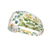 Springtime Herb Garden Print Non-Slip Elastic Running Headband, Sweat Absorbing Stretchy Hair Bands For Gym Yoga, Soft Skin-Friendly Foldable Workout Headband