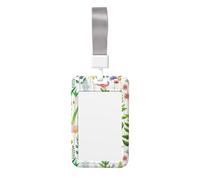 Springtime Herb Garden Print Vertical Card Badge Holder, Dual-Slide Cover with Soft Lanyard, for Work/Events
