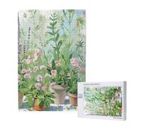 Springtime Herb Garden Printed Jigsaw Puzzle with Storage Box, Wooden Puzzle for Adults and Kids, 1000 Pieces Family Fun Decorative Game