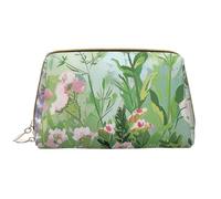 Springtime Herb Garden Printed Makeup Bag for Women Portable Leather Make up Bag Travel Zipper Cosmetic Bags Organizer