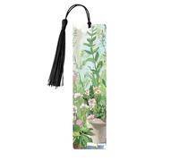 Springtime Herb Garden Printed Metal Bookmarks M - Black Lightweight Aluminium Book Marker for Books, Journals & Gifts, Ideal Book Lovers, Holiday Decor & Crafts