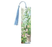 Springtime Herb Garden Printed Metal Bookmarks M - Sky Blue Lightweight Aluminium Book Marker for Books, Journals & Gifts, Ideal Book Lovers, Holiday Decor & Crafts