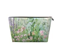 Springtime Herb Garden Printed Travel Cosmetic Bags with Gold Zipper Makeup Organizer Cosmetic Case Toiletry Bag for Women Mom Girls