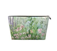 Springtime Herb Garden Printed Travel Cosmetic Bags with Gold Zipper Makeup Organizer Cosmetic Case Toiletry Bag for Women Mom Girls