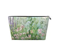 Springtime Herb Garden Printed Travel Cosmetic Bags with Silver Zipper Makeup Organizer Cosmetic Case Toiletry Bag for Women Mom Girls