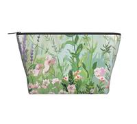 Springtime Herb Garden Printed Travel Makeup Bag Trapeze Cosmetic Bag Makeup Case Toiletry Bag Organiser for Women