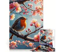 Springtime Robin Hard Jigsaw Puzzle for Adults 1000 Pieces Smart Toy Casual Fun Accurate Cut Artistic Gift 38x52cm