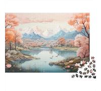 Springtime Serenity Pastel Landscape with Blossoms 1000-Piece Puzzle for Adults, 70x50cm/1000pcs, Family Table Time Without A Screen; White Card Pieces for Tidy Handling