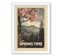 Springtime Valley Vintage Framed Wall Art Print A1 (84.1×59.4cm) White, Wall Decor for Living Room, Bedroom, Office & Home, Ready to Hang, Art Gift