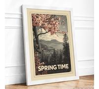 Springtime Valley Vintage Framed Wall Art Print A2 (59.4×42cm) White, Wall Decor for Living Room, Bedroom, Office & Home, Ready to Hang, Art Gift
