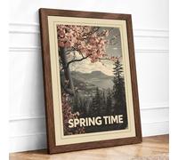 Springtime Valley Vintage Framed Wall Art Print A3 (42×29.7cm) Walnut, Wall Decor for Living Room, Bedroom, Office & Home, Ready to Hang, Art Gift