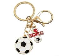 Springwillfly 3D Soccer Ball Keychain With Accurate Panel Arrangement And Secure Ring Attachment For Keys Bags And Sport Gear(B)
