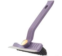 Springwillfly 4 In 1 Rotating Bathroom Cleaner Brush With 360 Degree Swivel Head Hair Clip Scraper And Angled Bristles For Tile Grout Drain And Corner Cleaning(Purple)