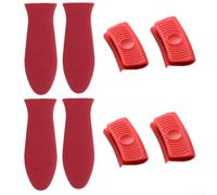 Springwillfly 8 Silicone Pot Grips And Pan Handle Holders, Designed For Heat Resistance And Compatibility With For Frying Skillets(Red)