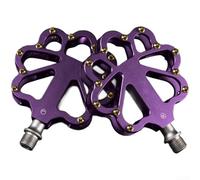Springwillfly Aluminum Alloy Pedals With 3 Sealed Ball Bearings Hollow Design And Removable Anti-Slip Pins For Reliable Performance On Mixed-Surface Cycling Routes(pruple)
