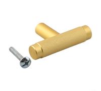 Springwillfly Aluminum Knurled T Bar Knob For Kitchen Cabinet Doors, Drawers, And Cupboards With Construction And Installation Screw(gold)